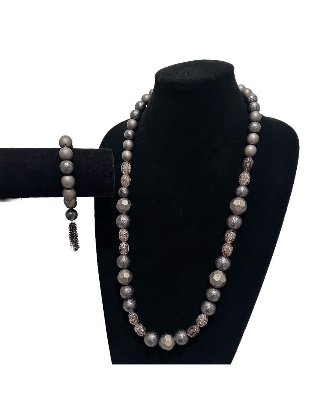 COLDWATER CREEK SET | Purple-Toned Beaded Necklace & Bracelet Set | NWT